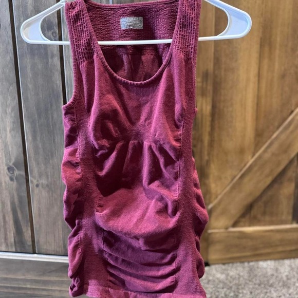 Athleta Ruched Performance Tank Top XS Burgundy Organic Cotton Stretch Activwear - Picture 1 of 5